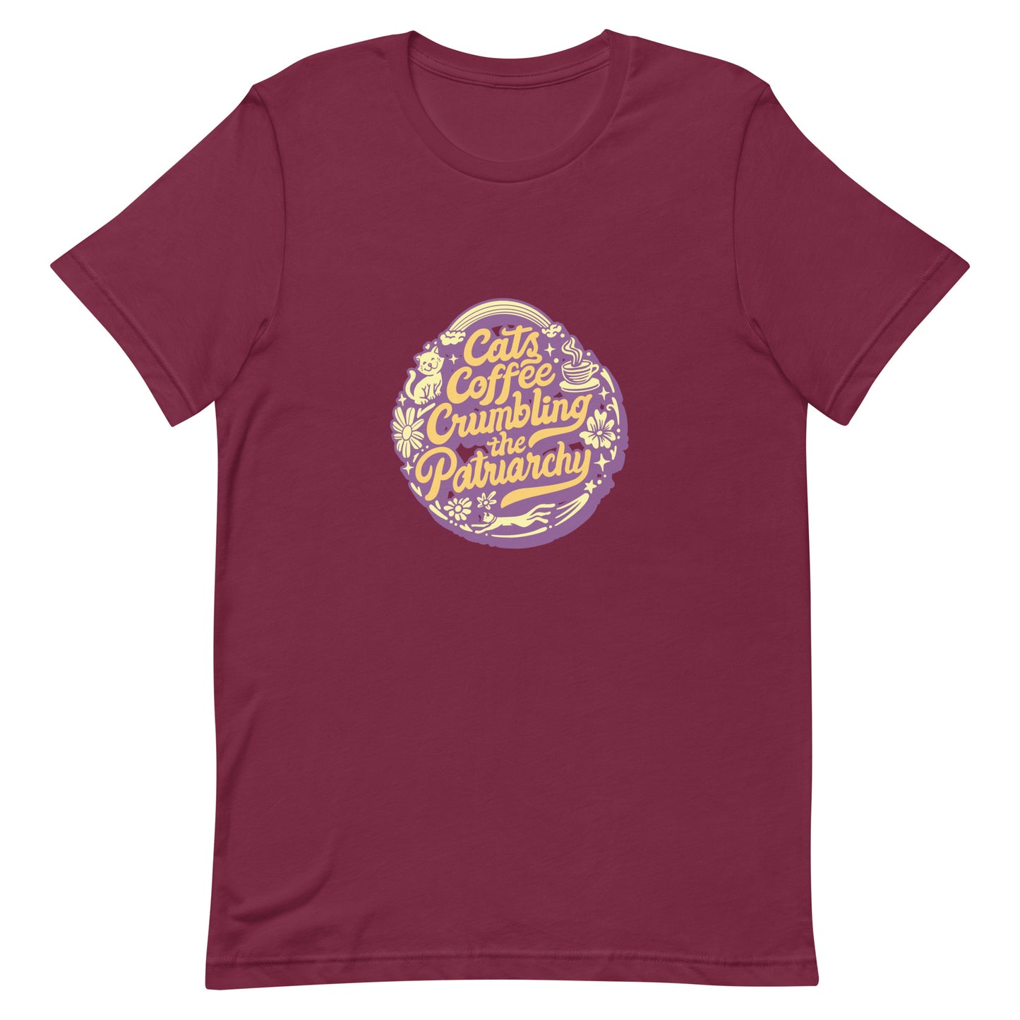 Cats Coffee Crumbling the Patriarchy T-Shirt