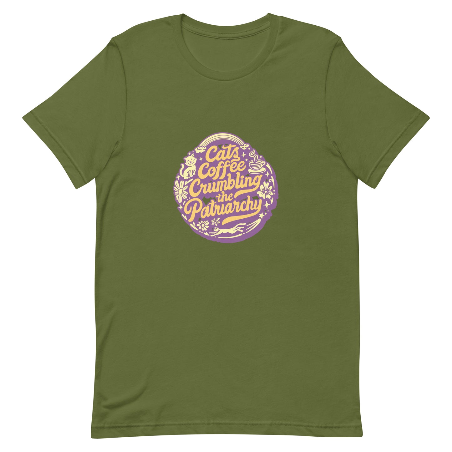 Cats Coffee Crumbling the Patriarchy T-Shirt